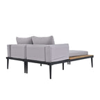 TOPMAX Modern Outdoor Daybed Patio Metal Daybed with Wood Topped Side Spaces for Drinks, 2 in 1 Padded Chaise Lounges for Poolside, Balcony, Deck, Gray - Comfortable Living Decor