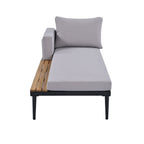 TOPMAX Modern Outdoor Daybed Patio Metal Daybed with Wood Topped Side Spaces for Drinks, 2 in 1 Padded Chaise Lounges for Poolside, Balcony, Deck, Gray - Comfortable Living Decor