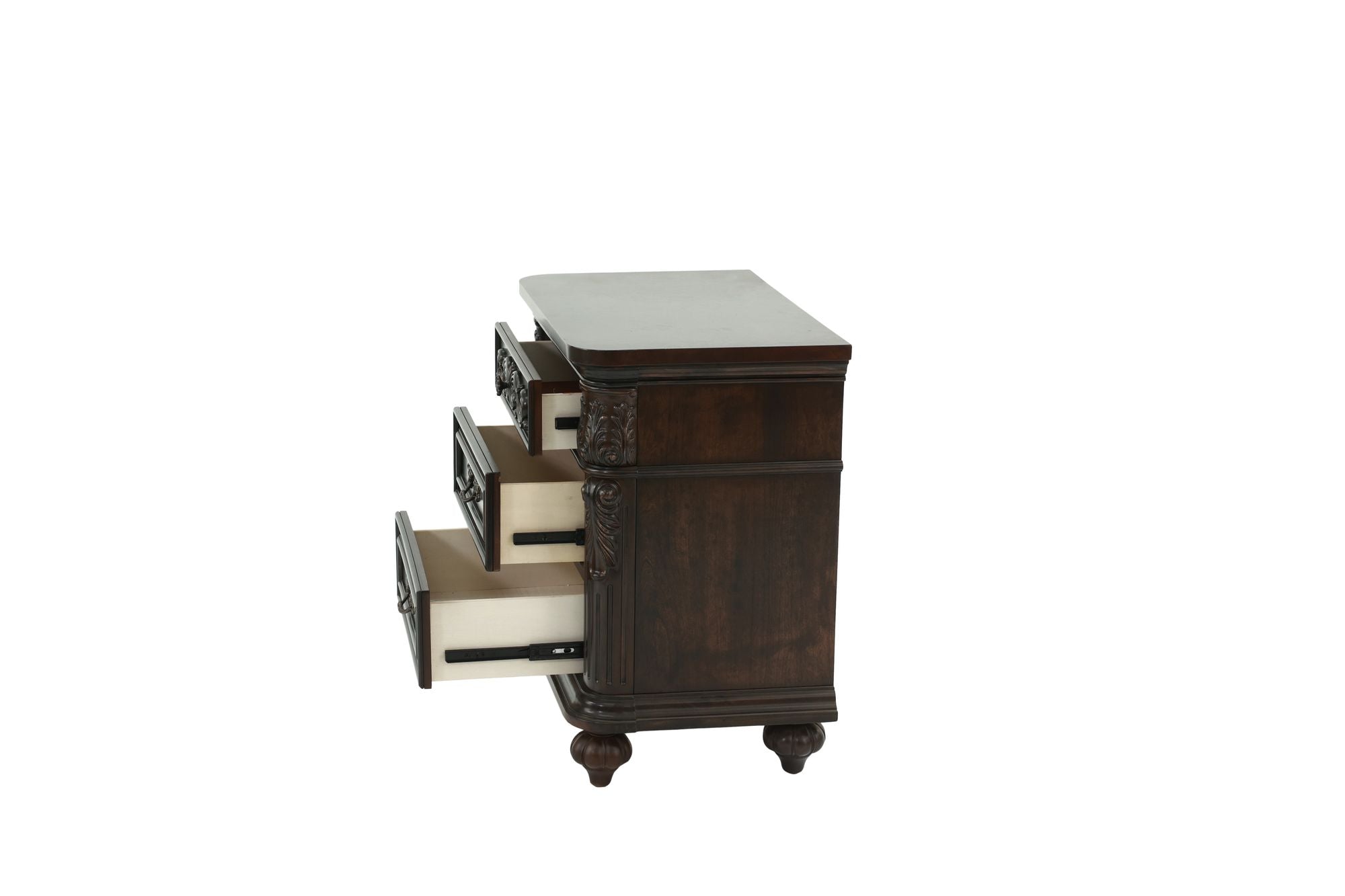 Traditional Antique Walnut 1pc Nightstand Bedroom Furniture Cherry Veneer 2 - Drawers Hanging Pull Bedside Table - Comfortable Living Decor