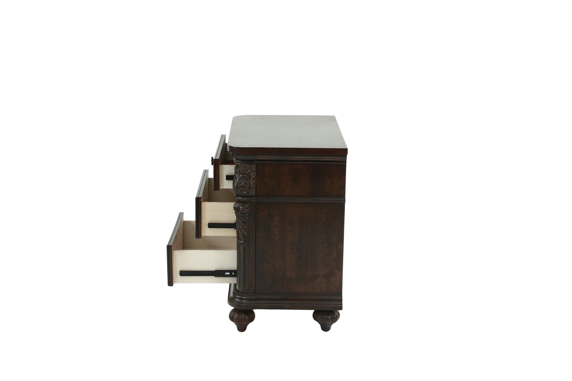 Traditional Antique Walnut 1pc Nightstand Bedroom Furniture Cherry Veneer 2 - Drawers Hanging Pull Bedside Table - Comfortable Living Decor