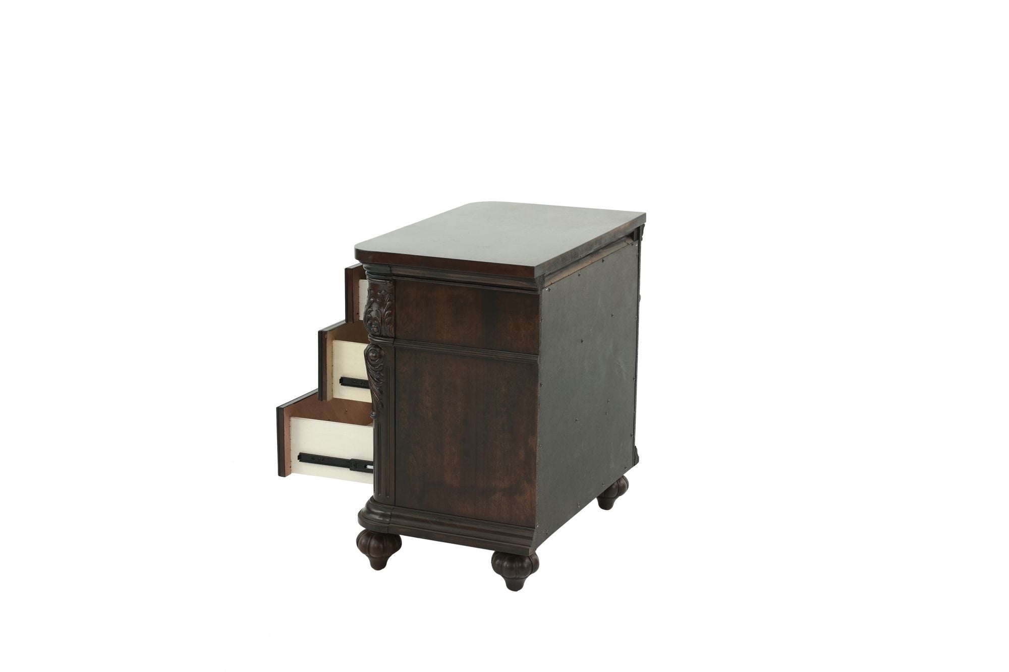 Traditional Antique Walnut 1pc Nightstand Bedroom Furniture Cherry Veneer 2 - Drawers Hanging Pull Bedside Table - Comfortable Living Decor