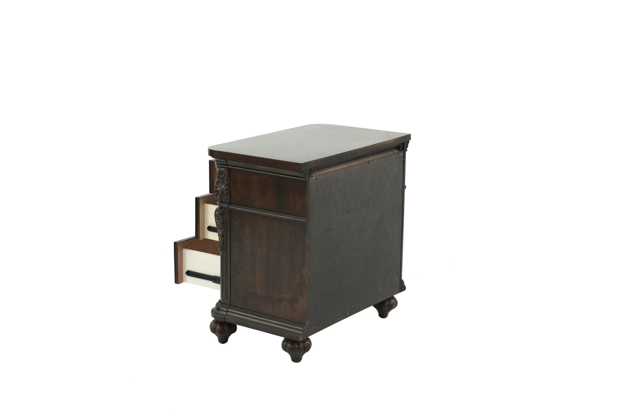 Traditional Antique Walnut 1pc Nightstand Bedroom Furniture Cherry Veneer 2 - Drawers Hanging Pull Bedside Table - Comfortable Living Decor