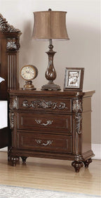 Traditional Antique Walnut 1pc Nightstand Bedroom Furniture Cherry Veneer 2 - Drawers Hanging Pull Bedside Table - Comfortable Living Decor
