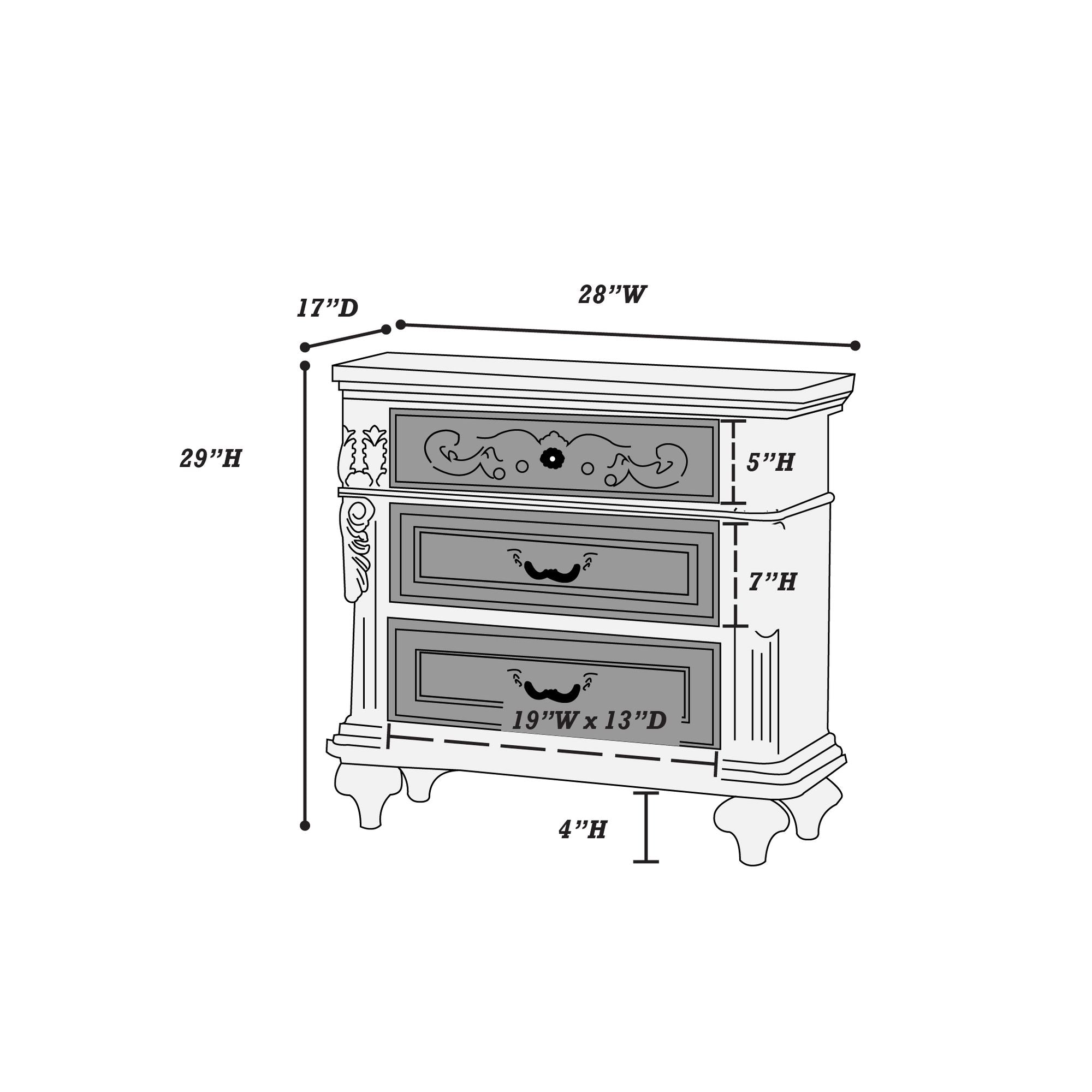 Traditional Antique Walnut 1pc Nightstand Bedroom Furniture Cherry Veneer 2 - Drawers Hanging Pull Bedside Table - Comfortable Living Decor