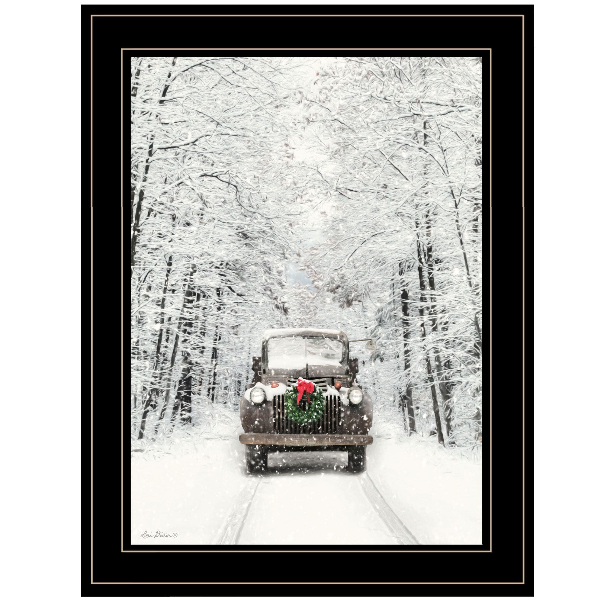 Trendy Decor 4U "Antique Christmas" Framed Wall Art, Modern Home Decor Framed Print for Living Room, Bedroom & Farmhouse Wall Decoration by Lori Deiter - Comfortable Living Decor