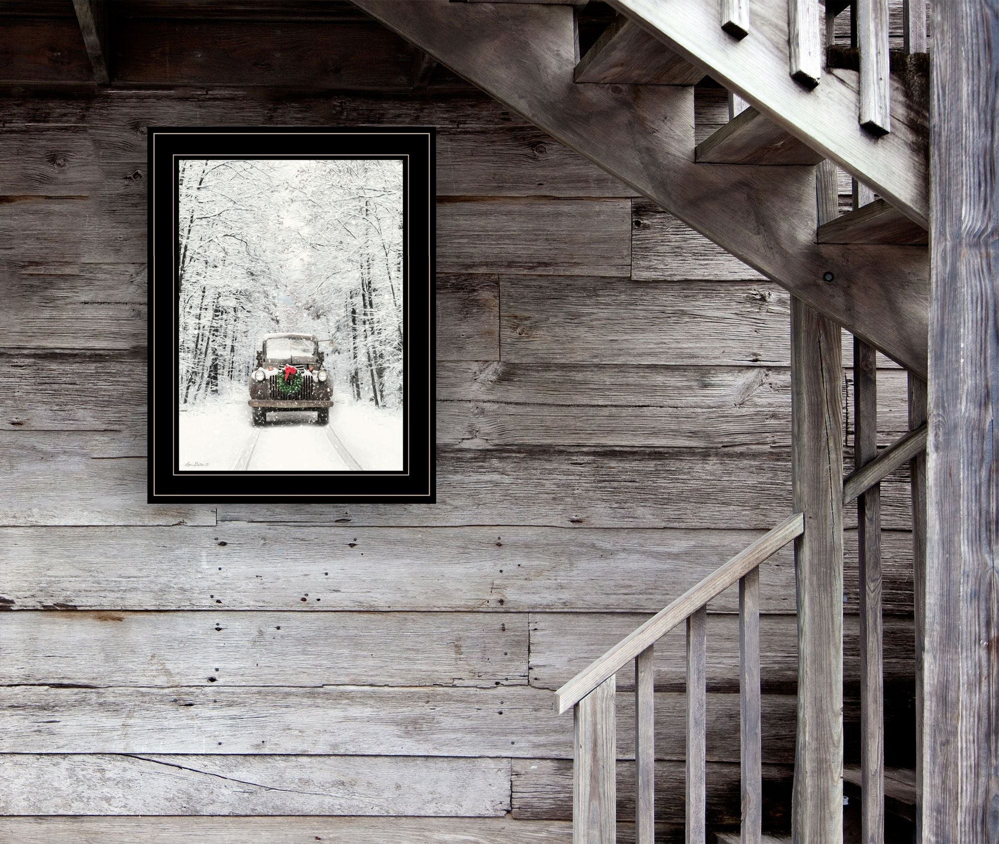 Trendy Decor 4U "Antique Christmas" Framed Wall Art, Modern Home Decor Framed Print for Living Room, Bedroom & Farmhouse Wall Decoration by Lori Deiter - Comfortable Living Decor