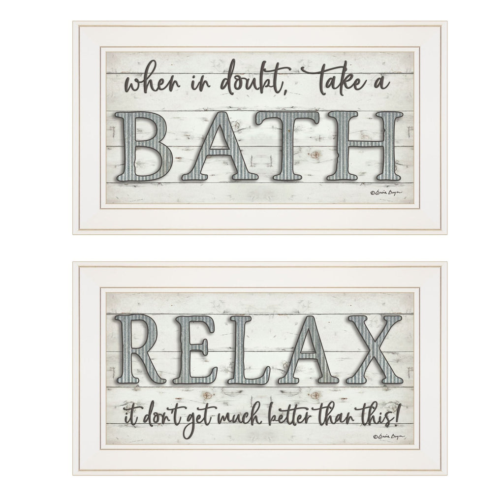 Trendy Decor 4U "Bath Relax" Framed Wall Art, Modern Home Decor Framed Print for Living Room, Bedroom & Farmhouse Wall Decoration by Susie Boyer - Comfortable Living Decor