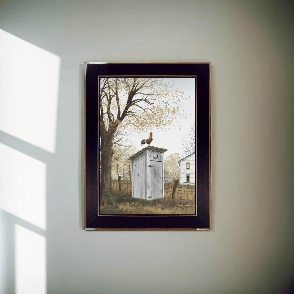 Trendy Decor 4U "Morning Commute (Outhouse)" Framed Wall Art, Modern Home Decor Framed Print for Living Room, Bedroom & Farmhouse Wall Decoration by Billy Jacobs - Comfortable Living Decor