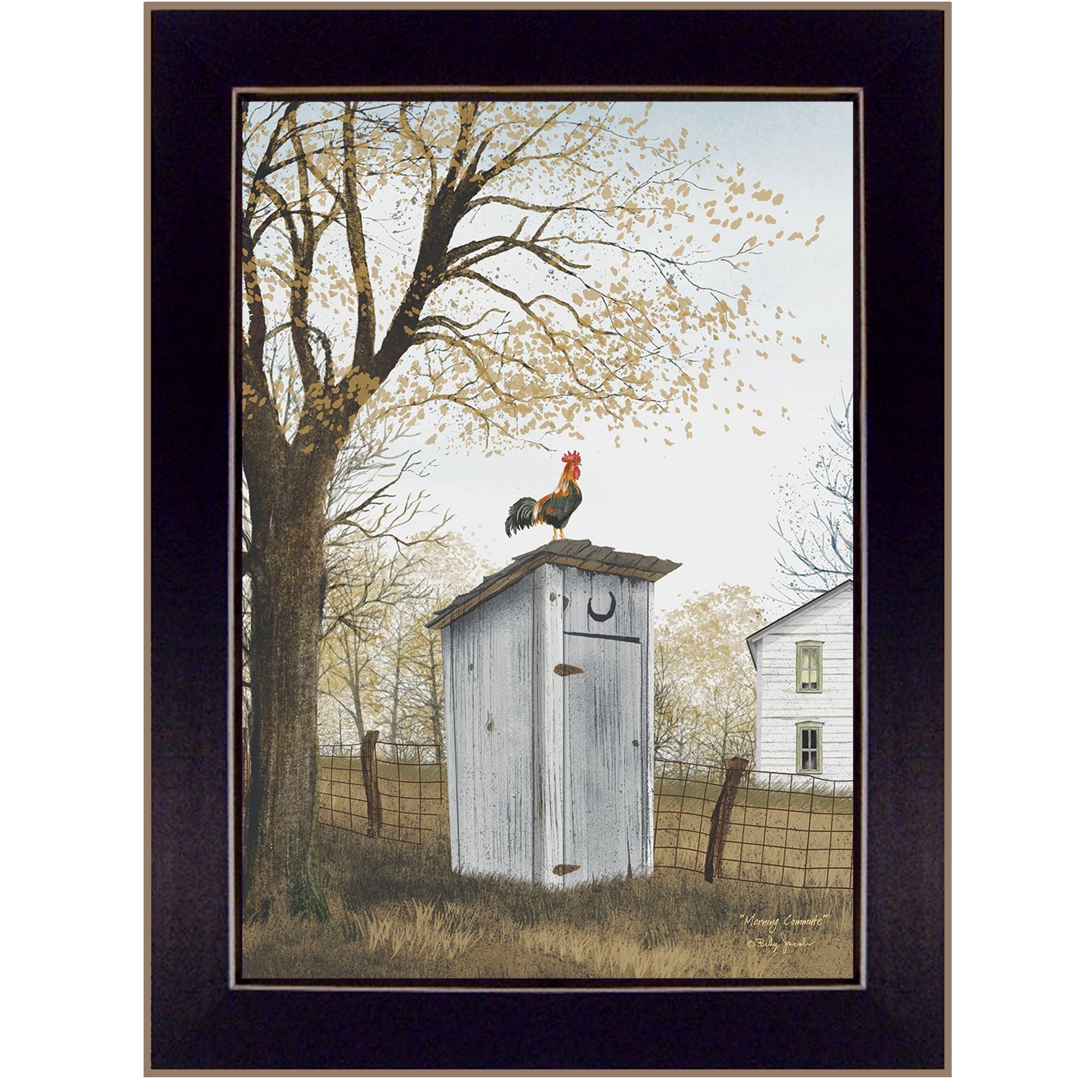 Trendy Decor 4U "Morning Commute (Outhouse)" Framed Wall Art, Modern Home Decor Framed Print for Living Room, Bedroom & Farmhouse Wall Decoration by Billy Jacobs - Comfortable Living Decor