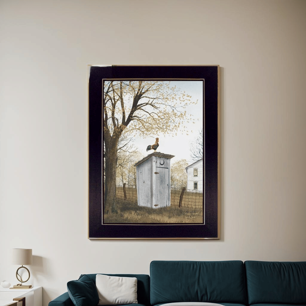 Trendy Decor 4U "Morning Commute (Outhouse)" Framed Wall Art, Modern Home Decor Framed Print for Living Room, Bedroom & Farmhouse Wall Decoration by Billy Jacobs - Comfortable Living Decor