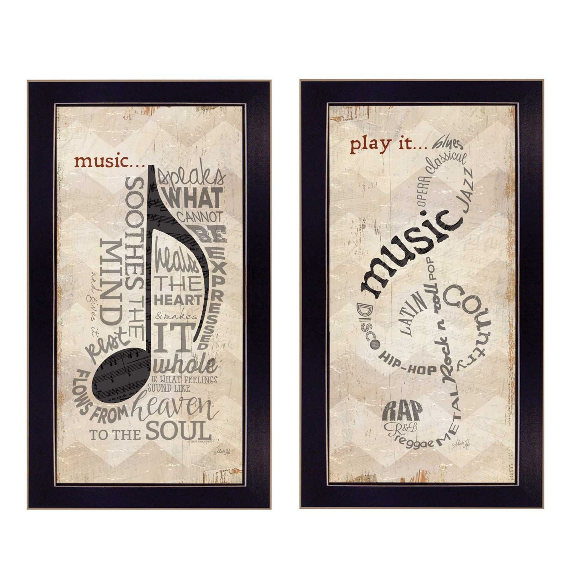 Trendy Decor 4U "Music" Framed Wall Art, Modern Home Decor Framed Print for Living Room, Bedroom & Farmhouse Wall Decoration by Marla Rae - Comfortable Living Decor