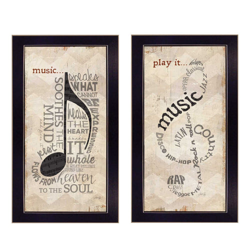 Trendy Decor 4U "Music" Framed Wall Art, Modern Home Decor Framed Print for Living Room, Bedroom & Farmhouse Wall Decoration by Marla Rae - Comfortable Living Decor