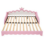 Twin Extending Daybed with LED Lights, Modern Upholstered Princess Daybed With Crown Headboard,Pink - Comfortable Living Decor