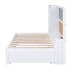 Twin Size Daybed with Storage Shelves, Blackboard, Cork board, USB Ports and Twin Size Trundle, White - Comfortable Living Decor