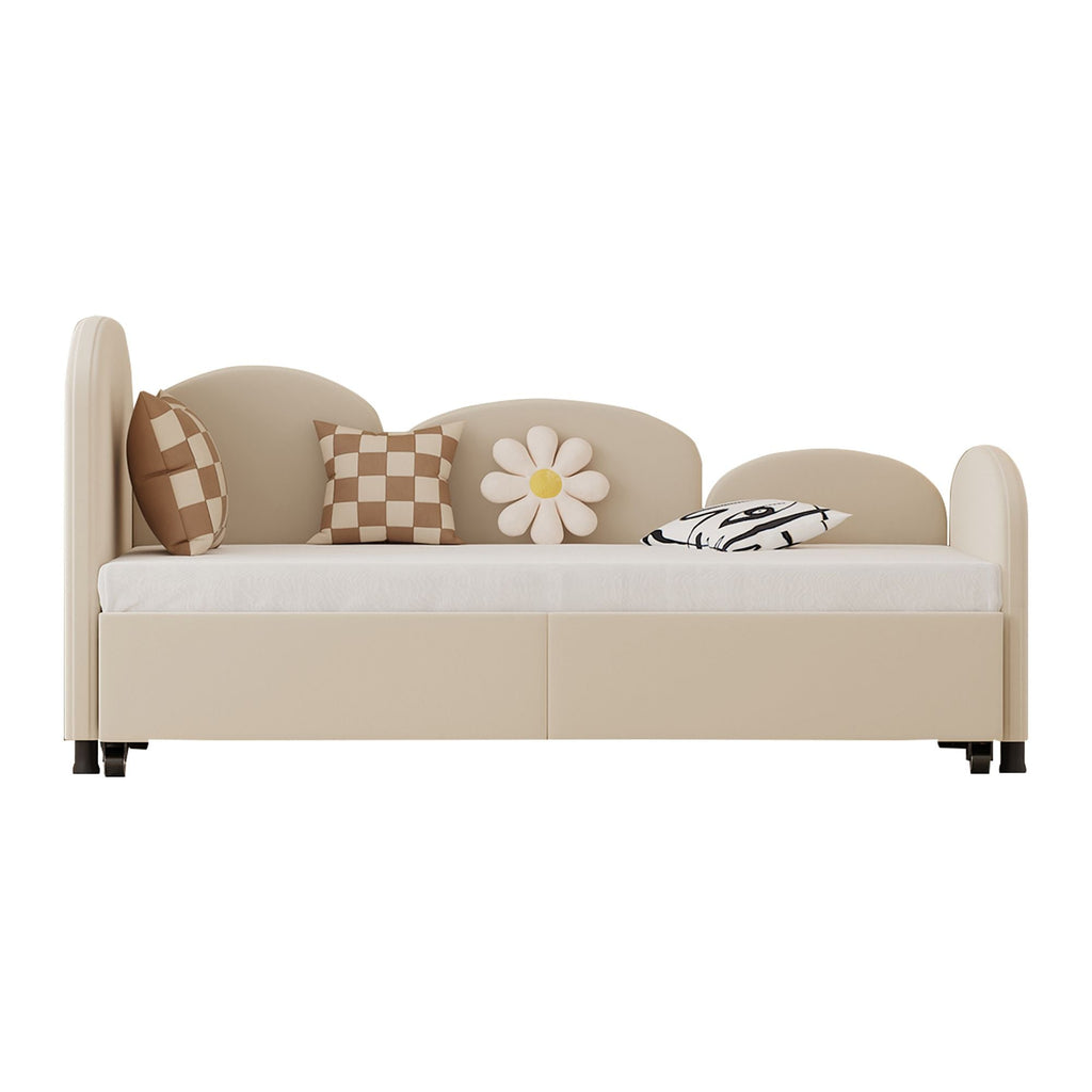 Twin Size Twin Size Bed frames With An Another Bed Frame, Velvet Upholstered Daybed, Modern Sofa Bed Daybed Frame for Bedroom Living Room, Suitable for Living Room, Kids Room, Bedroom (Beige) - Comfortable Living Decor