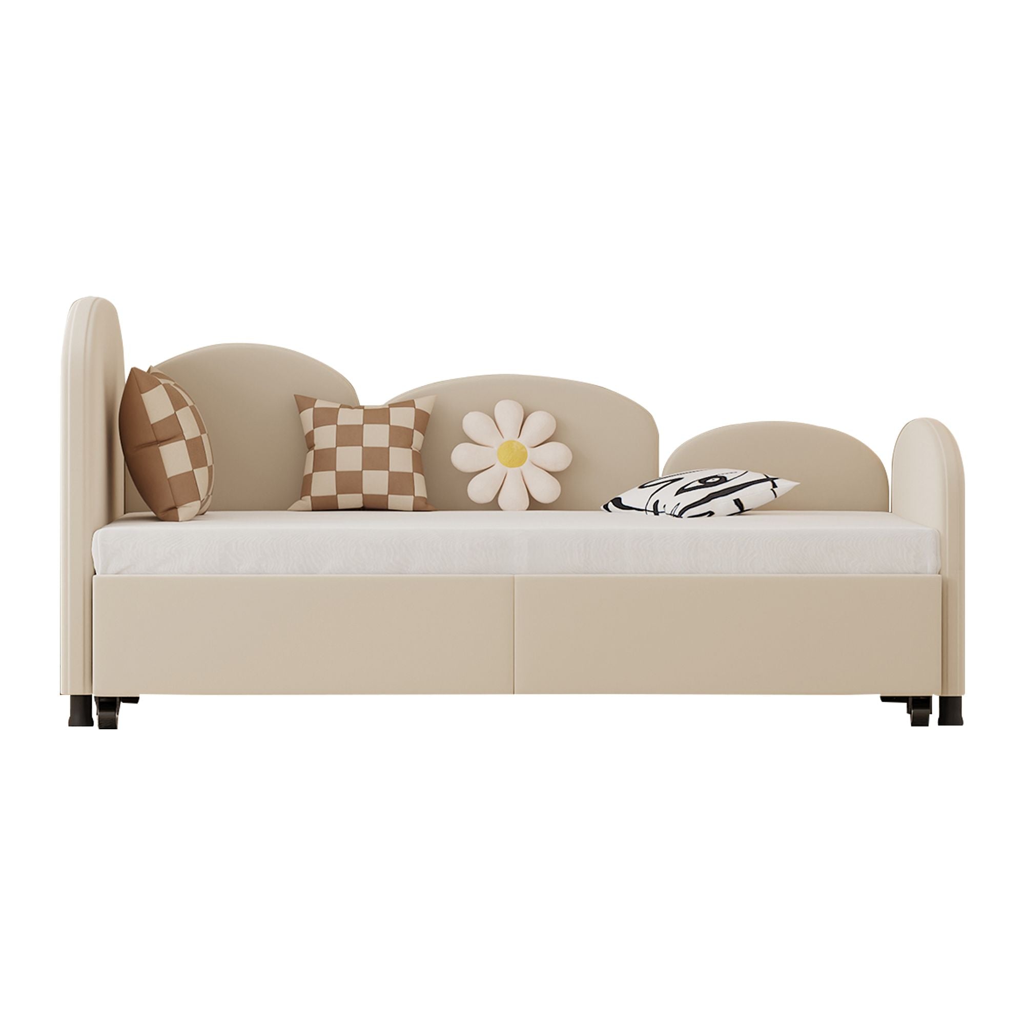 Twin Size Twin Size Bed frames With An Another Bed Frame, Velvet Upholstered Daybed, Modern Sofa Bed Daybed Frame for Bedroom Living Room, Suitable for Living Room, Kids Room, Bedroom (Beige) - Comfortable Living Decor