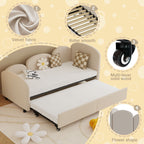 Twin Size Twin Size Bed frames With An Another Bed Frame, Velvet Upholstered Daybed, Modern Sofa Bed Daybed Frame for Bedroom Living Room, Suitable for Living Room, Kids Room, Bedroom (Beige) - Comfortable Living Decor