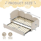 Twin Size Twin Size Bed frames With An Another Bed Frame, Velvet Upholstered Daybed, Modern Sofa Bed Daybed Frame for Bedroom Living Room, Suitable for Living Room, Kids Room, Bedroom (Beige) - Comfortable Living Decor