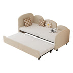 Twin Size Twin Size Bed frames With An Another Bed Frame, Velvet Upholstered Daybed, Modern Sofa Bed Daybed Frame for Bedroom Living Room, Suitable for Living Room, Kids Room, Bedroom (Beige) - Comfortable Living Decor