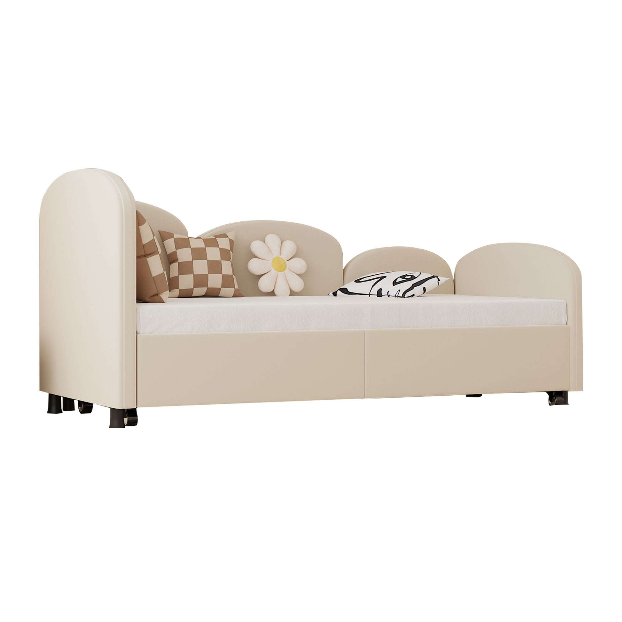 Twin Size Twin Size Bed frames With An Another Bed Frame, Velvet Upholstered Daybed, Modern Sofa Bed Daybed Frame for Bedroom Living Room, Suitable for Living Room, Kids Room, Bedroom (Beige) - Comfortable Living Decor