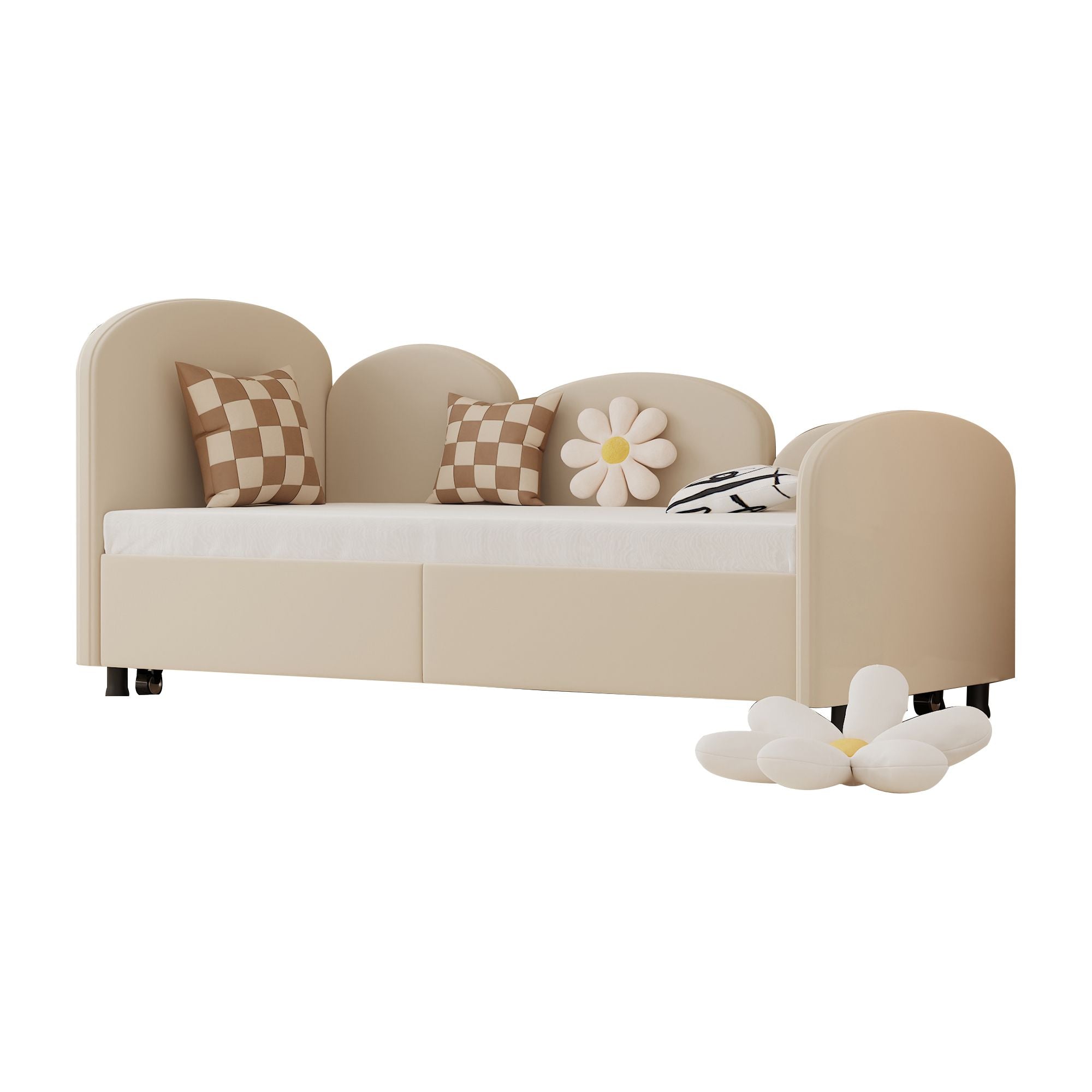 Twin Size Twin Size Bed frames With An Another Bed Frame, Velvet Upholstered Daybed, Modern Sofa Bed Daybed Frame for Bedroom Living Room, Suitable for Living Room, Kids Room, Bedroom (Beige) - Comfortable Living Decor
