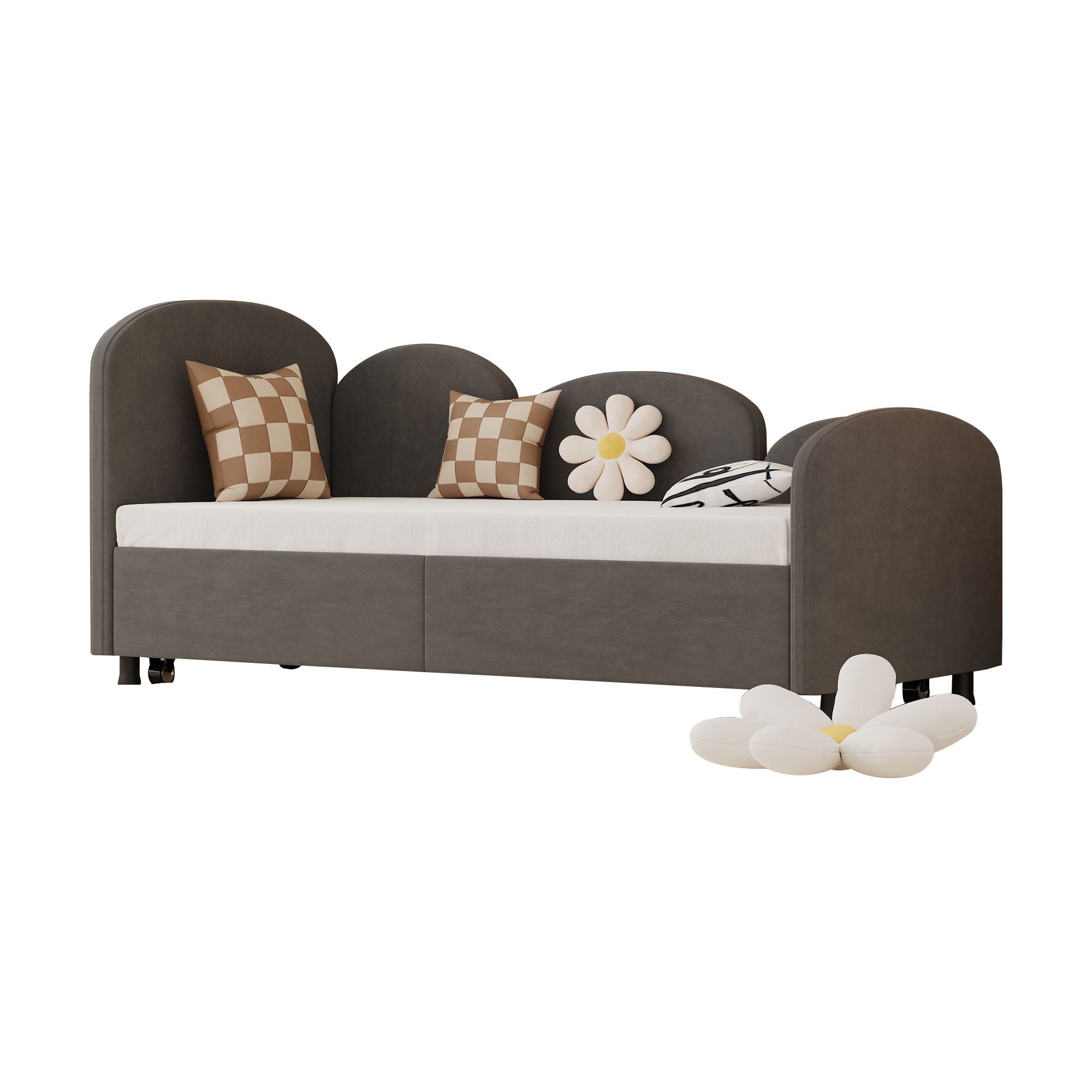 Twin Size Upholstered Daybed with Storage Drawers, Velvet Upholstered Daybed, Modern Sofa Bed Daybed Frame for Bedroom Living Room, Suitable for Living Room, Kids Room, Bedroom (Dark Gray) - Comfortable Living Decor