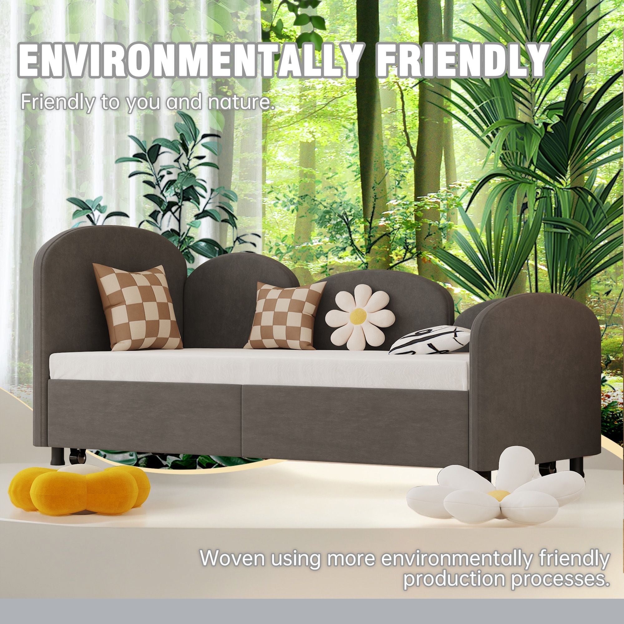 Twin Size Upholstered Daybed with Storage Drawers, Velvet Upholstered Daybed, Modern Sofa Bed Daybed Frame for Bedroom Living Room, Suitable for Living Room, Kids Room, Bedroom (Dark Gray) - Comfortable Living Decor