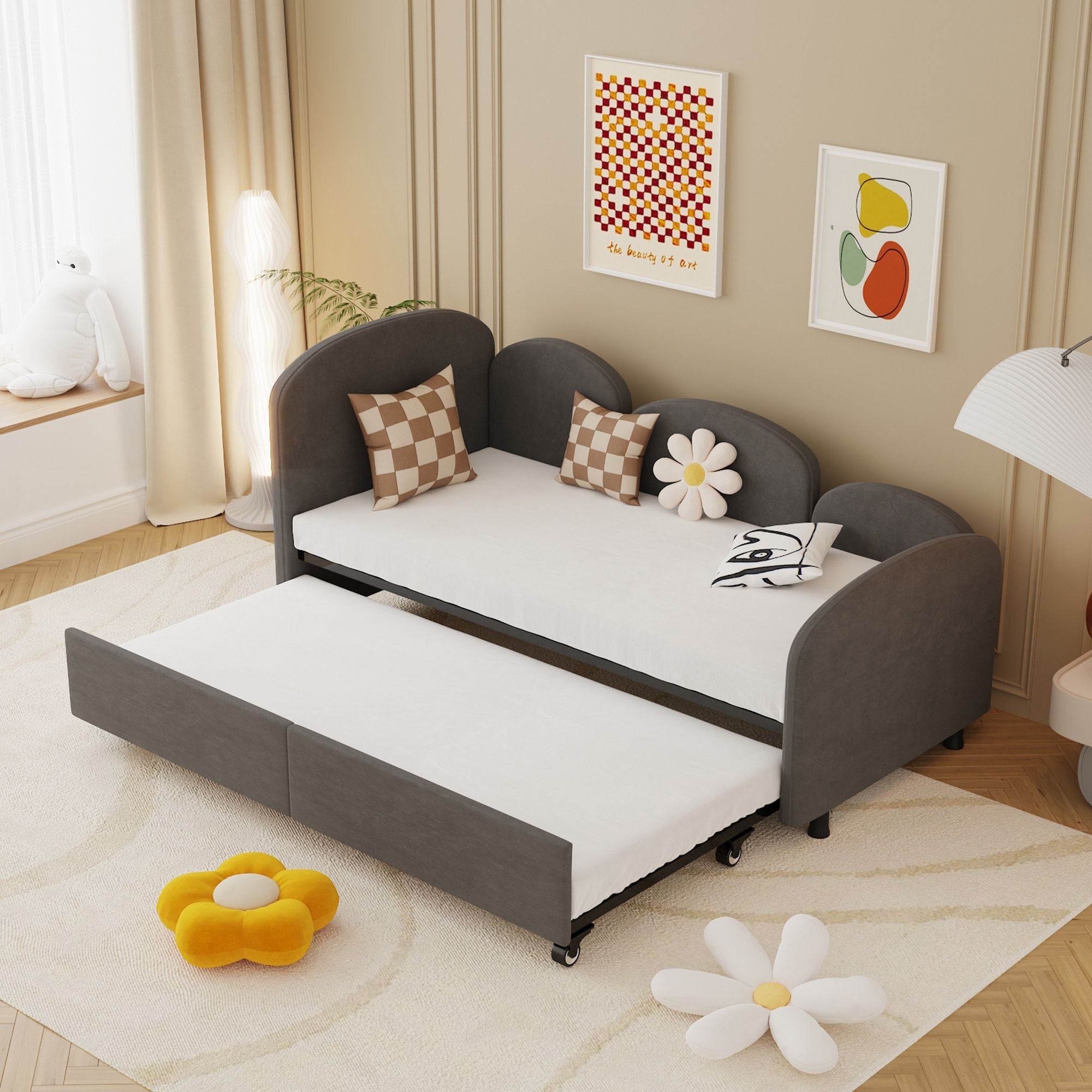 Twin Size Upholstered Daybed with Storage Drawers, Velvet Upholstered Daybed, Modern Sofa Bed Daybed Frame for Bedroom Living Room, Suitable for Living Room, Kids Room, Bedroom (Dark Gray) - Comfortable Living Decor