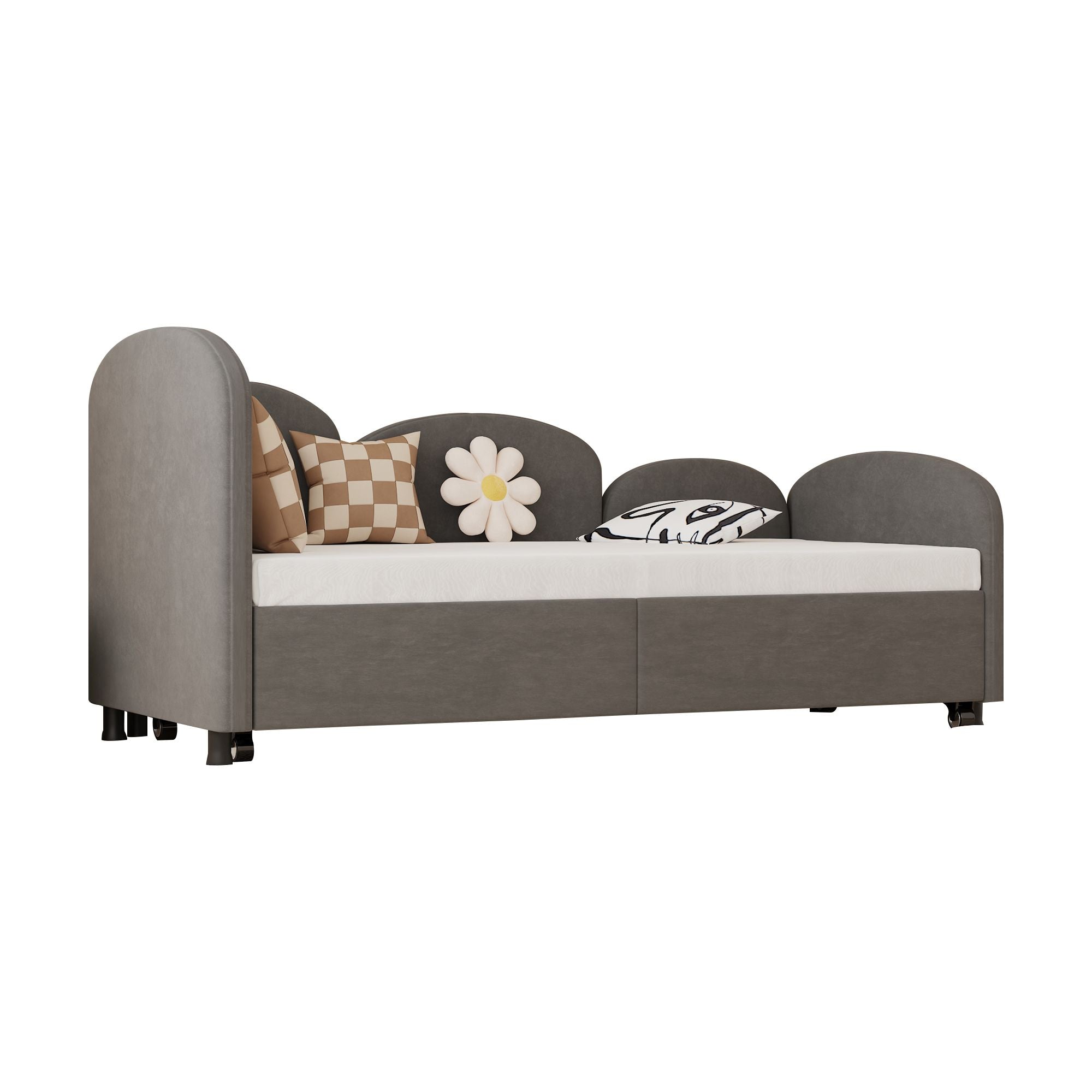 Twin Size Upholstered Daybed with Storage Drawers, Velvet Upholstered Daybed, Modern Sofa Bed Daybed Frame for Bedroom Living Room, Suitable for Living Room, Kids Room, Bedroom (Dark Gray) - Comfortable Living Decor
