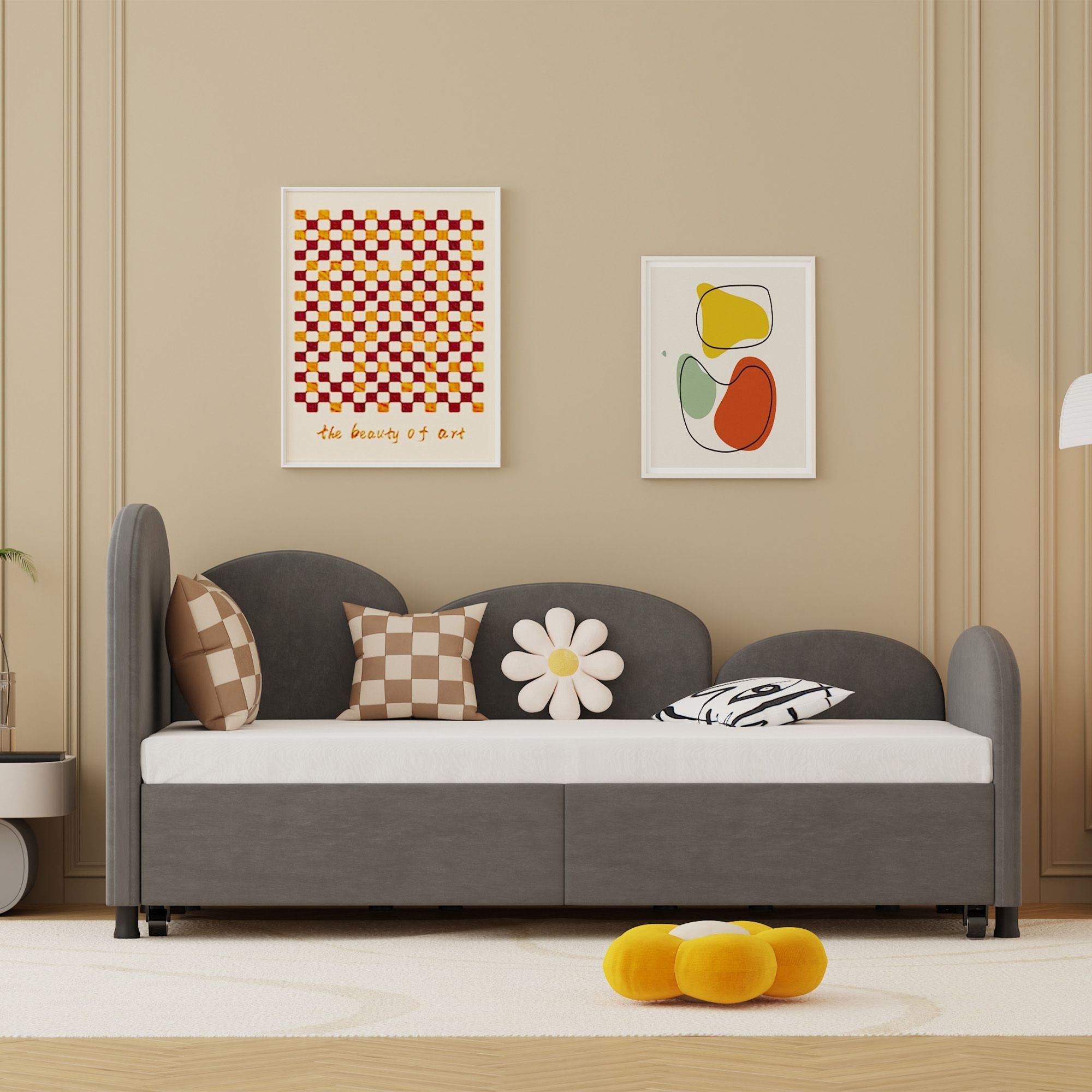Twin Size Upholstered Daybed with Storage Drawers, Velvet Upholstered Daybed, Modern Sofa Bed Daybed Frame for Bedroom Living Room, Suitable for Living Room, Kids Room, Bedroom (Dark Gray) - Comfortable Living Decor