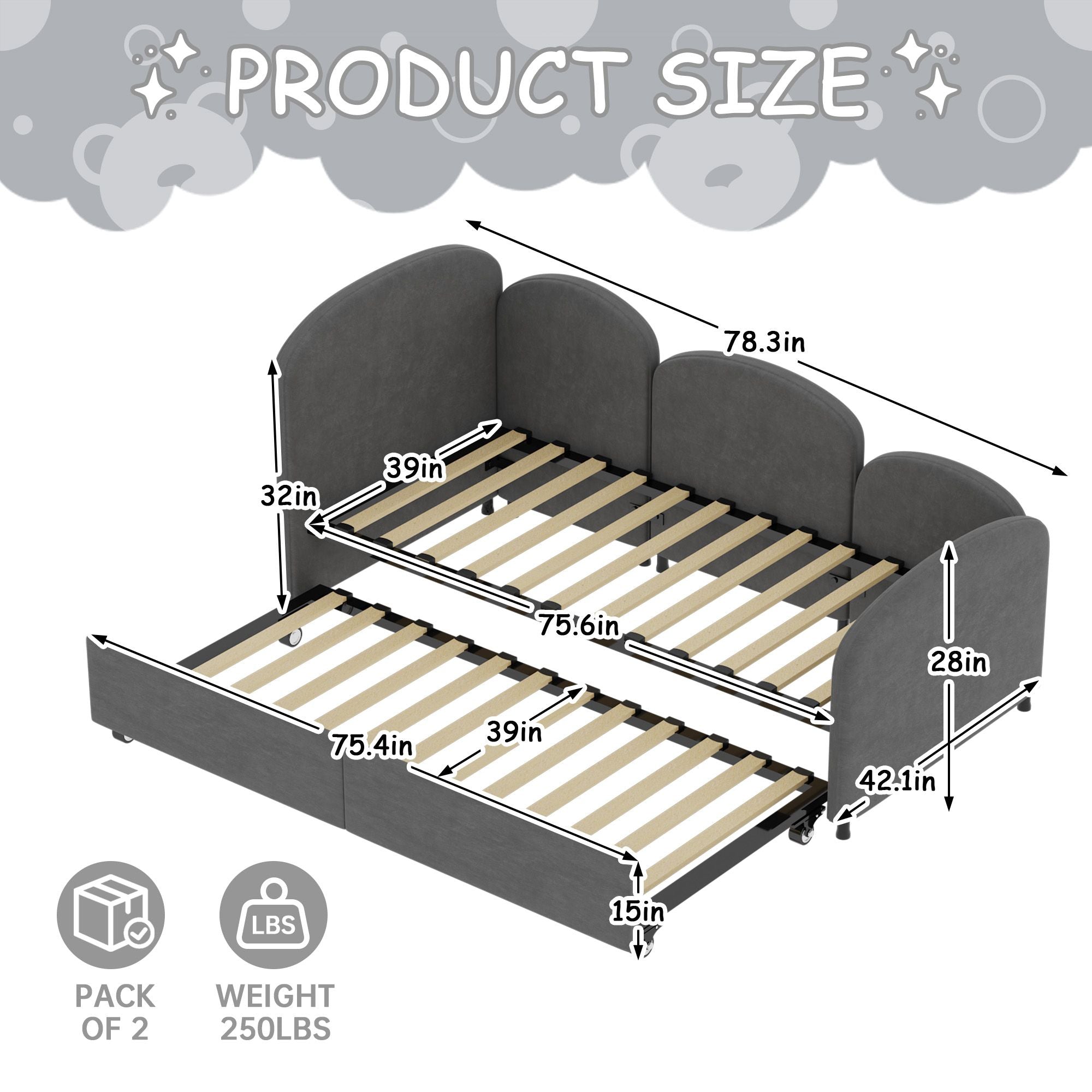 Twin Size Upholstered Daybed with Storage Drawers, Velvet Upholstered Daybed, Modern Sofa Bed Daybed Frame for Bedroom Living Room, Suitable for Living Room, Kids Room, Bedroom (Dark Gray) - Comfortable Living Decor