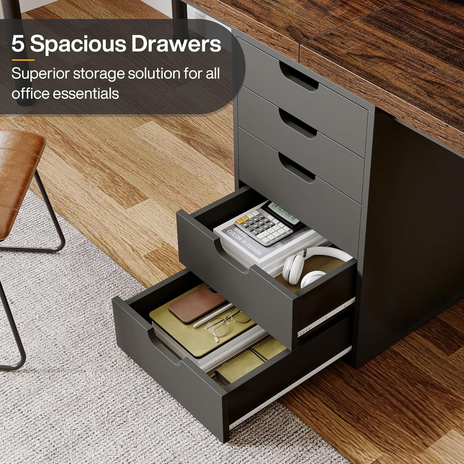 Two Person Computer Desk with 5 Drawers, 78.7 Inches Extra Long Double Office Desk, Modern Simple Double Computer Desk Study Writing Table Workstation - Comfortable Living Decor