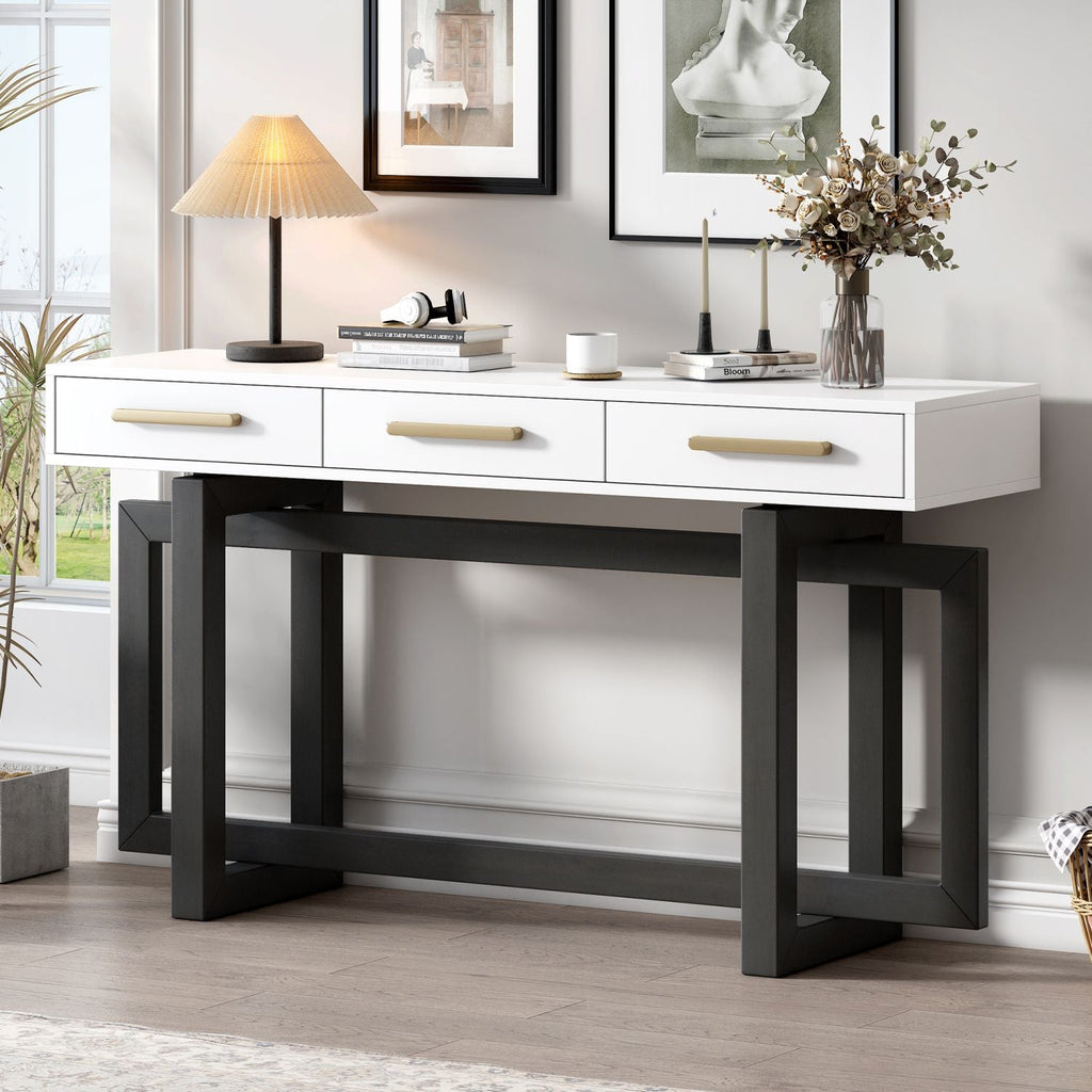 U_STYLE Elegant Console Table with Three Drawers, Extra Long Entryway Table for Entryway, Hallway, Living Room, Foyer, Corridor - Comfortable Living Decor