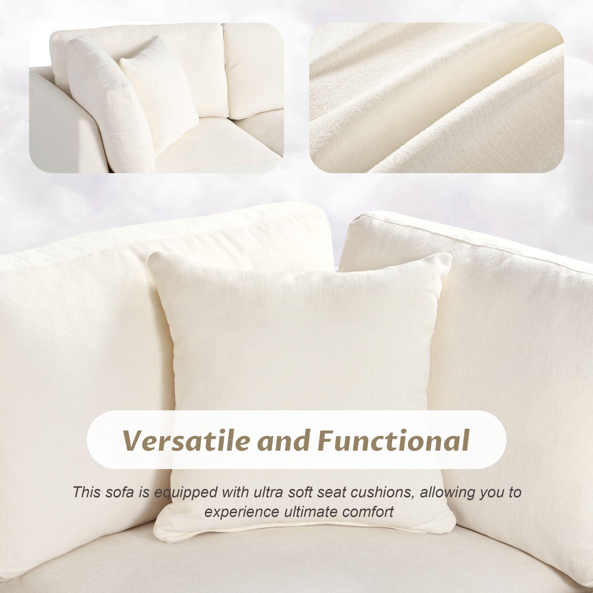 U - style Upholstered Modular Sofa with Removable Storage Ottoman, 2 hidden cup holders, Sectional sofa for Living Room Apartment(5 - Seater) (OLD SKU:WY000371AAA) - Comfortable Living Decor