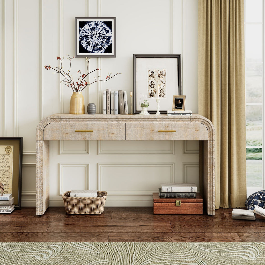 Unique Retro Silhouette Console Table with Open Style,Two Top Drawers for Entrance,Dinning Room,Living Room - Comfortable Living Decor