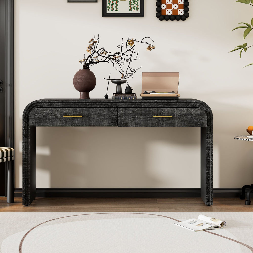 Unique Retro Silhouette Console Table with Open Style,Two Top Drawers for Entrance,Dinning Room,Living Room - Comfortable Living Decor