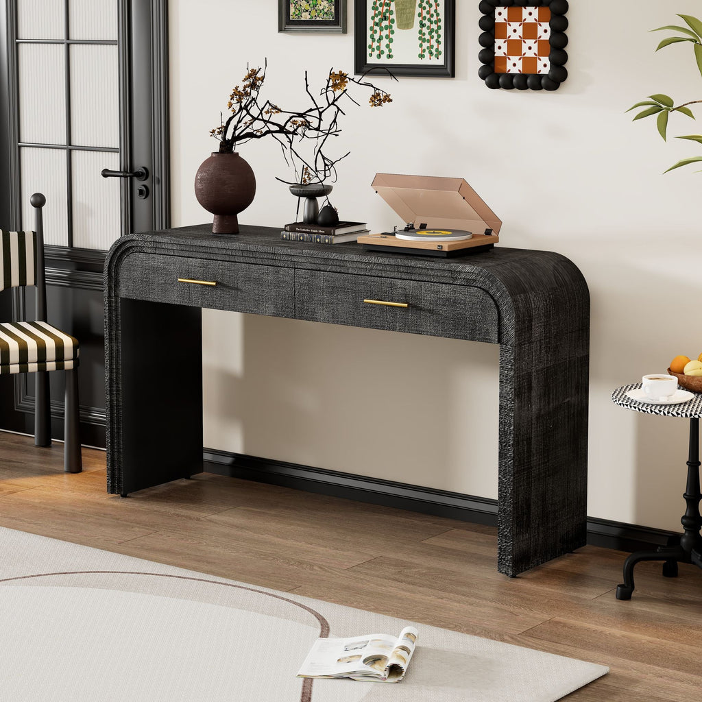 Unique Retro Silhouette Console Table with Open Style,Two Top Drawers for Entrance,Dinning Room,Living Room - Comfortable Living Decor