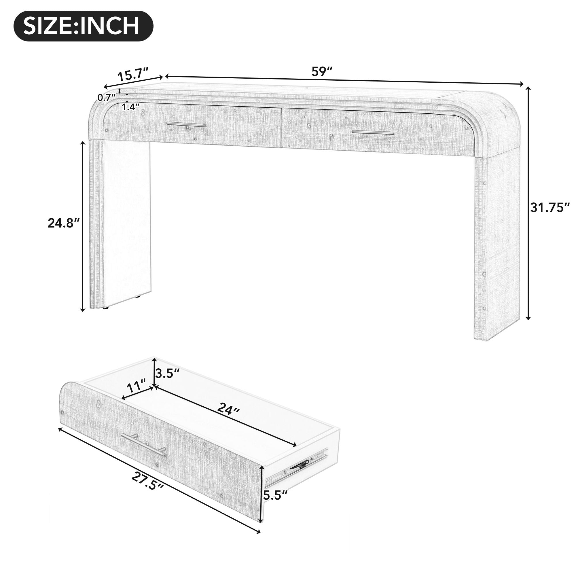 Unique Retro Silhouette Console Table with Open Style,Two Top Drawers for Entrance,Dinning Room,Living Room - Comfortable Living Decor