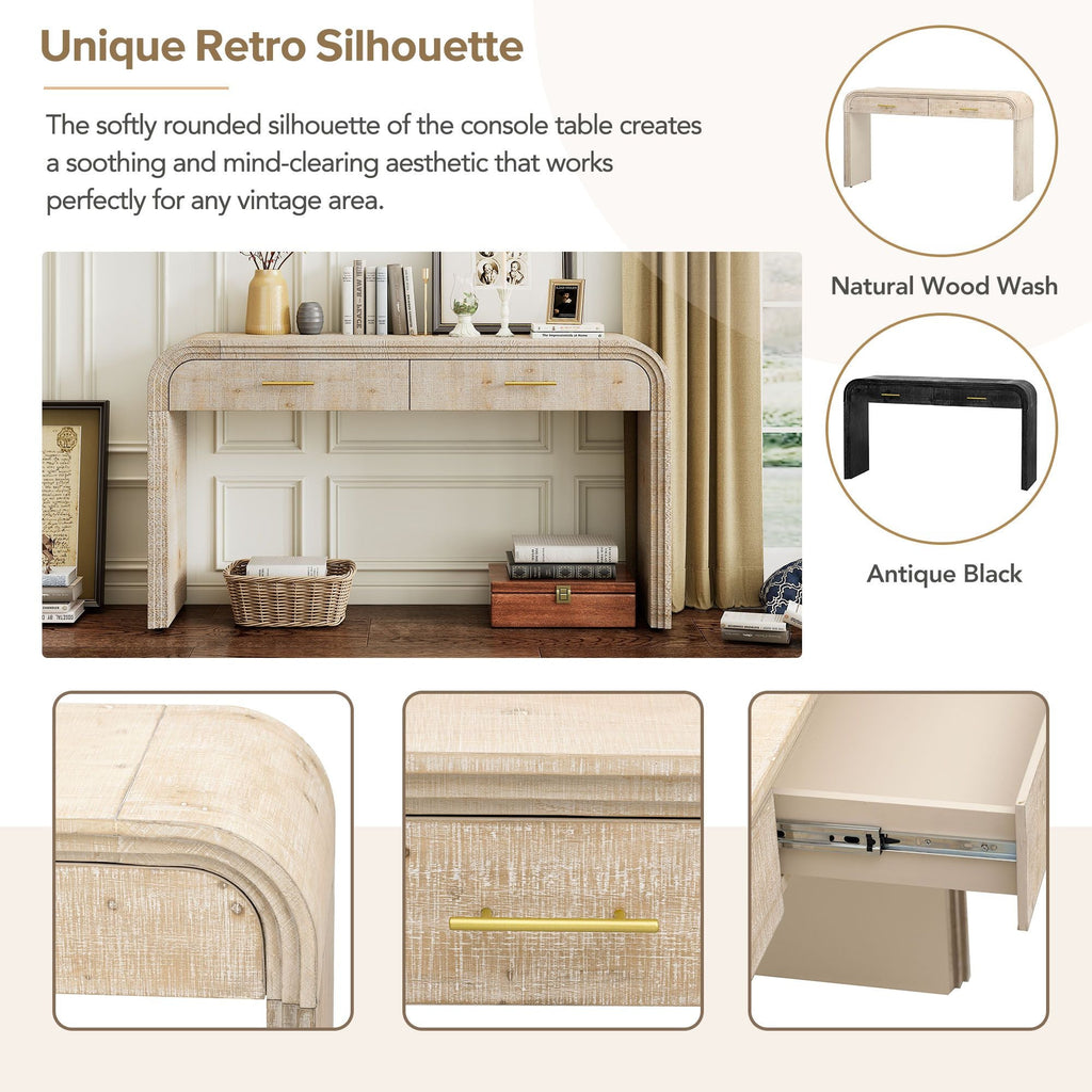 Unique Retro Silhouette Console Table with Open Style,Two Top Drawers for Entrance,Dinning Room,Living Room - Comfortable Living Decor