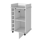 Vegas Bar Cart, Two Tier Cabinet With Glass Door, Six Cubbies For Liquor - Comfortable Living Decor