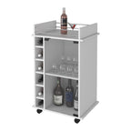 Vegas Bar Cart, Two Tier Cabinet With Glass Door, Six Cubbies For Liquor - Comfortable Living Decor
