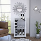 Vegas Bar Cart, Two Tier Cabinet With Glass Door, Six Cubbies For Liquor - Comfortable Living Decor