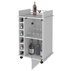 Vegas Bar Cart, Two Tier Cabinet With Glass Door, Six Cubbies For Liquor - Comfortable Living Decor
