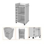 Vegas Bar Cart, Two Tier Cabinet With Glass Door, Six Cubbies For Liquor - Comfortable Living Decor