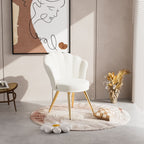 Velvet Accent Chair with Gold Metal Legs, Vanity Chair for Makeup Room, Upholstered Guest Chair for Living Room, Side Chair for Bedroom - Comfortable Living Decor