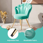 Velvet Accent Chair with Gold Metal Legs, Vanity Chair for Makeup Room, Upholstered Guest Chair for Living Room, Side Chair for Bedroom - Comfortable Living Decor
