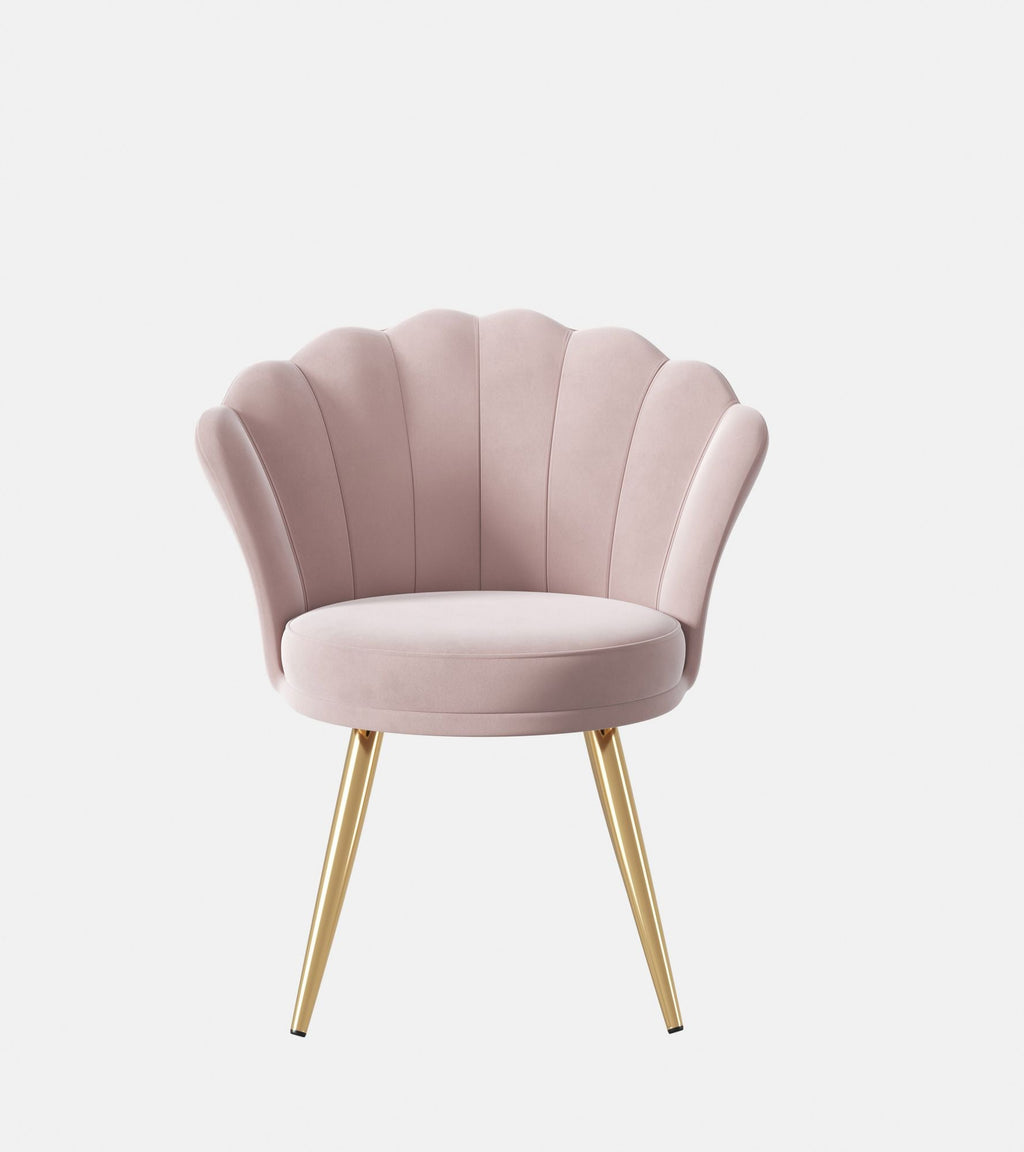 Velvet Accent Chair with Gold Metal Legs, Vanity Chair for Makeup Room, Upholstered Guest Chair for Living Room, Side Chair for Bedroom - Comfortable Living Decor