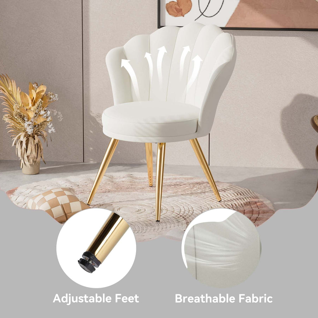 Velvet Accent Chair with Gold Metal Legs, Vanity Chair for Makeup Room, Upholstered Guest Chair for Living Room, Side Chair for Bedroom - Comfortable Living Decor