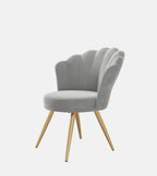Velvet Accent Chair with Gold Metal Legs, Vanity Chair for Makeup Room, Upholstered Guest Chair for Living Room, Side Chair for Bedroom - Comfortable Living Decor
