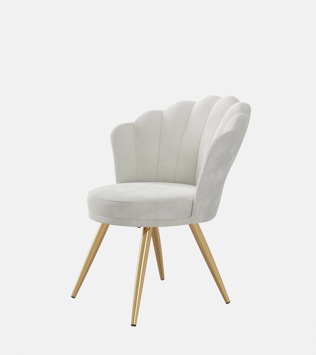 Velvet Accent Chair with Gold Metal Legs, Vanity Chair for Makeup Room, Upholstered Guest Chair for Living Room, Side Chair for Bedroom - Comfortable Living Decor